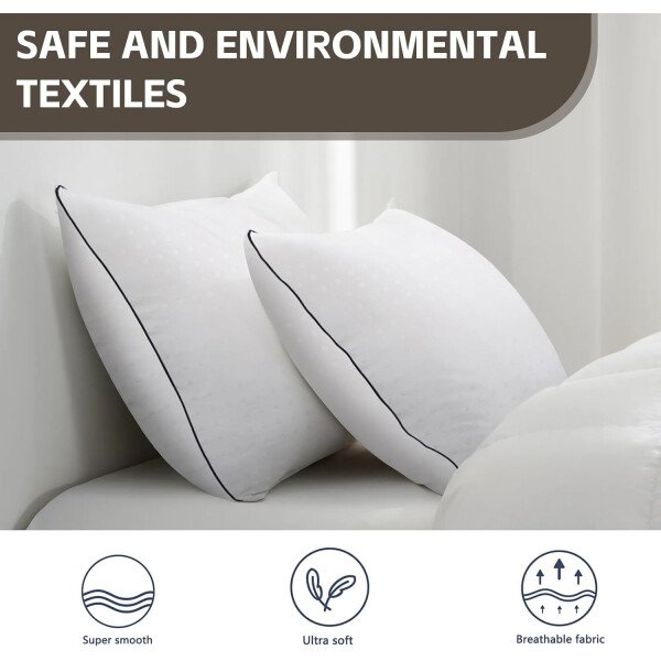 HIMOON Juego de 2 almohadas de cama para dormir, juego de 2 almohadas refrescantes de tamaño estándar, funda de microfibra de alta gama para personas que duermen de lado y boca arriba - Imagen 13