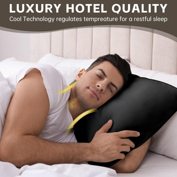 HIMOON Juego de 2 almohadas de cama para dormir, juego de 2 almohadas refrescantes de tamaño estándar, funda de microfibra de alta gama para personas que duermen de lado y boca arriba - Imagen 19