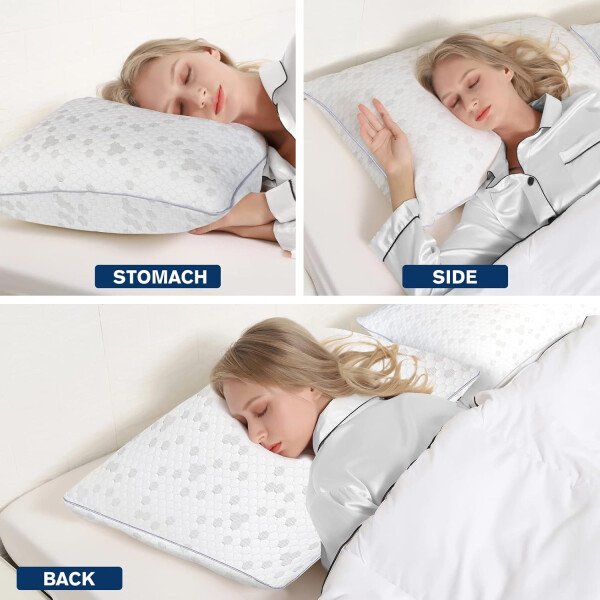 HIMOON Juego de 2 almohadas de cama para dormir, juego de 2 almohadas refrescantes de tamaño estándar, funda de microfibra de alta gama para personas que duermen de lado y boca arriba - Imagen 27