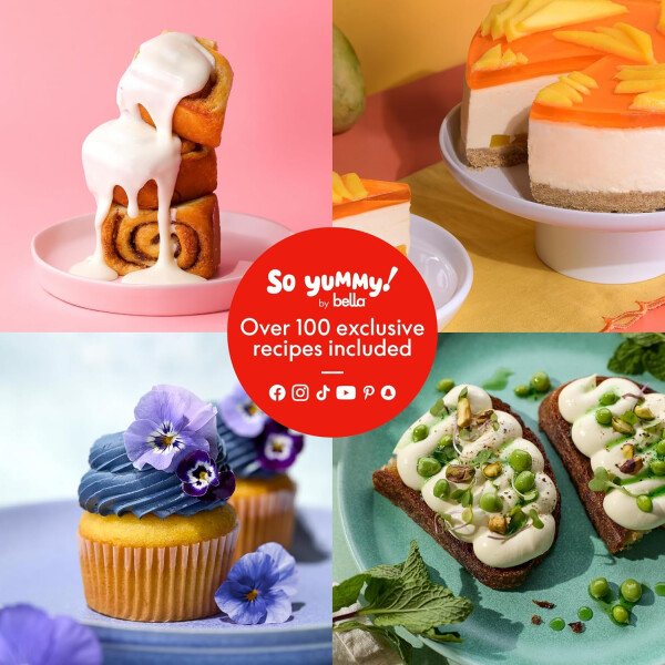 So Yummy by bella - Juego de utensilios de cocina de 12 piezas con revestimiento antiadherente de cerámica EverGood™ y utensilios de silicona y madera, tapas de silicona y vidrio, aptos para - Imagen 8