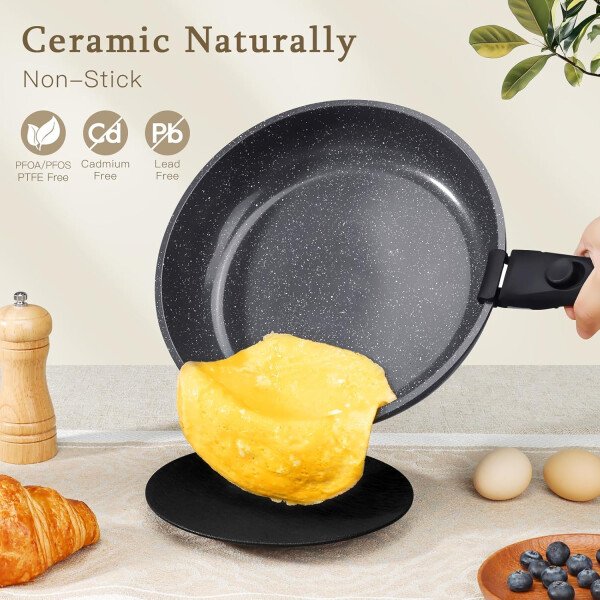 GiPP Ceramic Pots and Pans Set Non Stick, Nonstick Detachable Handle Cookware Sets, Healthy Non Toxic PFAS PFOA & PTFE Free, Dishwasher ＆Oven Safe, Induction Kitchen Pot and Pan, 21 Piece Cream - Imagen 13