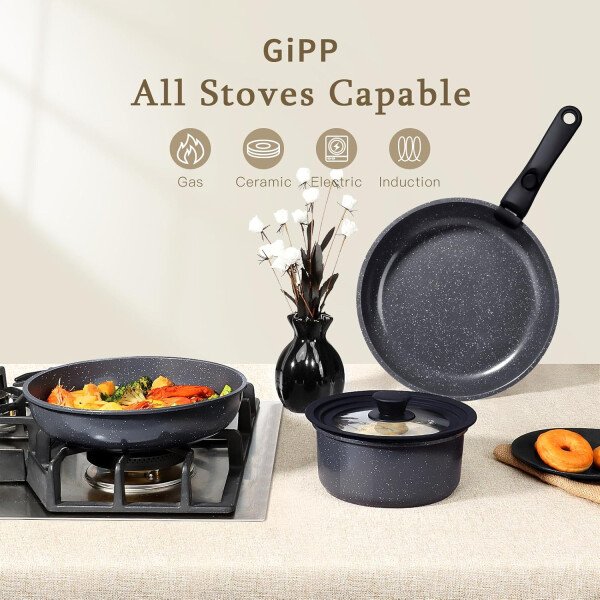 GiPP Ceramic Pots and Pans Set Non Stick, Nonstick Detachable Handle Cookware Sets, Healthy Non Toxic PFAS PFOA & PTFE Free, Dishwasher ＆Oven Safe, Induction Kitchen Pot and Pan, 21 Piece Cream - Imagen 17