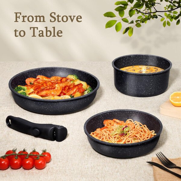 GiPP Ceramic Pots and Pans Set Non Stick, Nonstick Detachable Handle Cookware Sets, Healthy Non Toxic PFAS PFOA & PTFE Free, Dishwasher ＆Oven Safe, Induction Kitchen Pot and Pan, 21 Piece Cream - Imagen 20