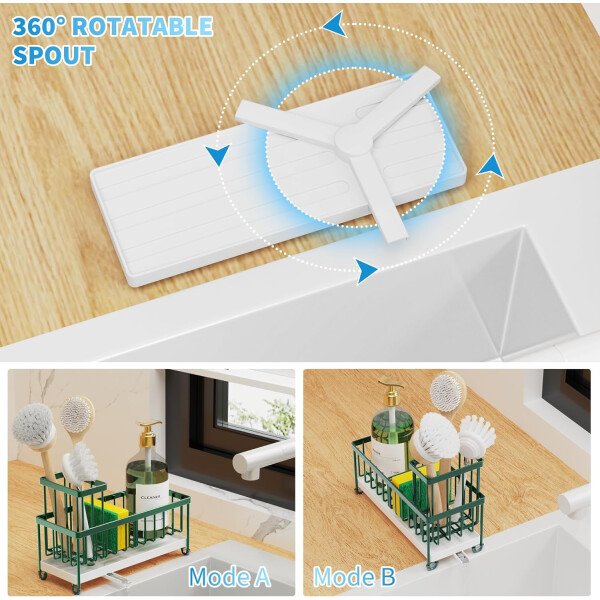 Cisily Soporte de esponja negro para fregadero de cocina, organizador de fregadero con soporte alto para cepillos, organizadores de encimera de cocina y artículos esenciales de almacenamiento, acero - Imagen 56