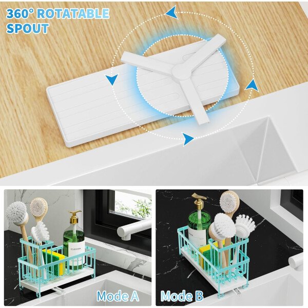 Cisily Soporte de esponja negro para fregadero de cocina, organizador de fregadero con soporte alto para cepillos, organizadores de encimera de cocina y artículos esenciales de almacenamiento, acero - Imagen 69