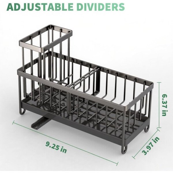 Cisily Soporte de esponja negro para fregadero de cocina, organizador de fregadero con soporte alto para cepillos, organizadores de encimera de cocina y artículos esenciales de almacenamiento, acero - Imagen 95