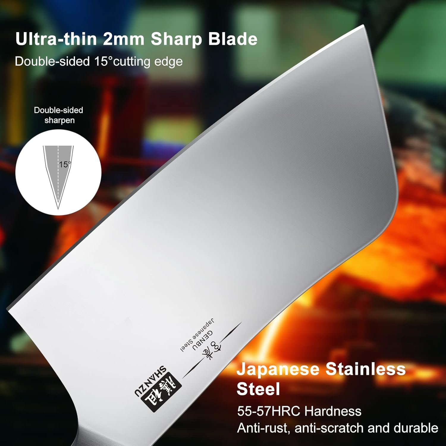 SHAN ZU - Juego de cuchillos para cocina con bloque, juego de cuchillos de cocina japoneses de acero súper con bloque extraíble y mango ergonómico K133, serie Black Tortoise Genbu - Imagen 17