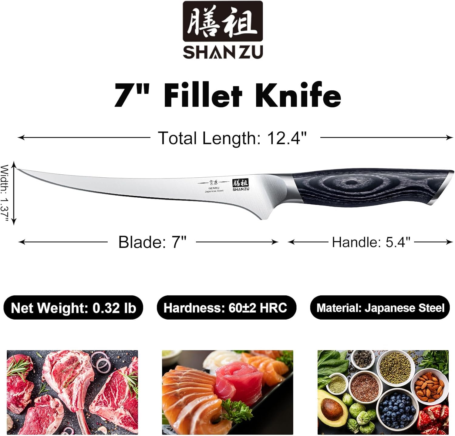 SHAN ZU - Juego de cuchillos para cocina con bloque, juego de cuchillos de cocina japoneses de acero súper con bloque extraíble y mango ergonómico K133, serie Black Tortoise Genbu - Imagen 32