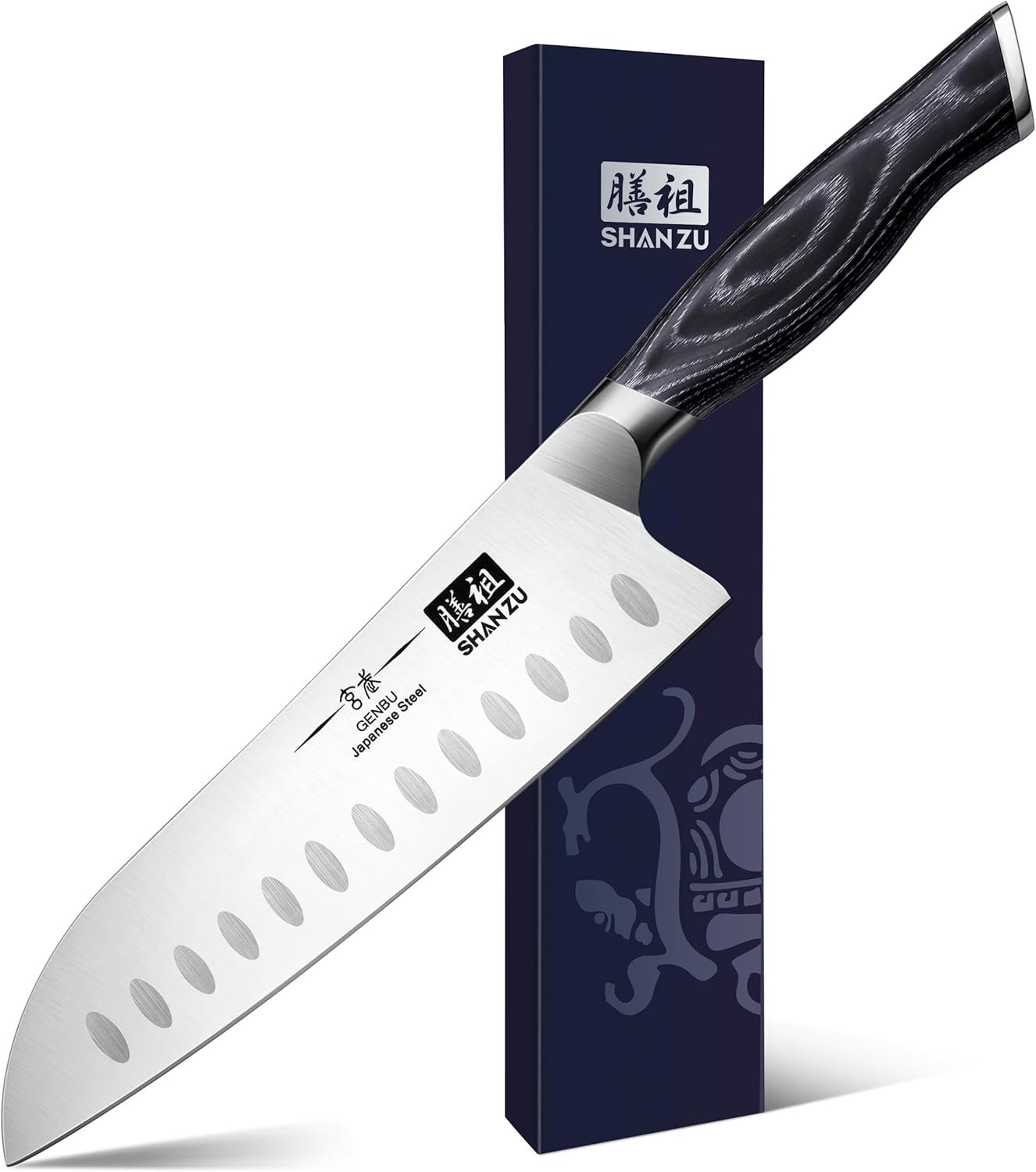 SHAN ZU - Juego de cuchillos para cocina con bloque, juego de cuchillos de cocina japoneses de acero súper con bloque extraíble y mango ergonómico K133, serie Black Tortoise Genbu - Imagen 35