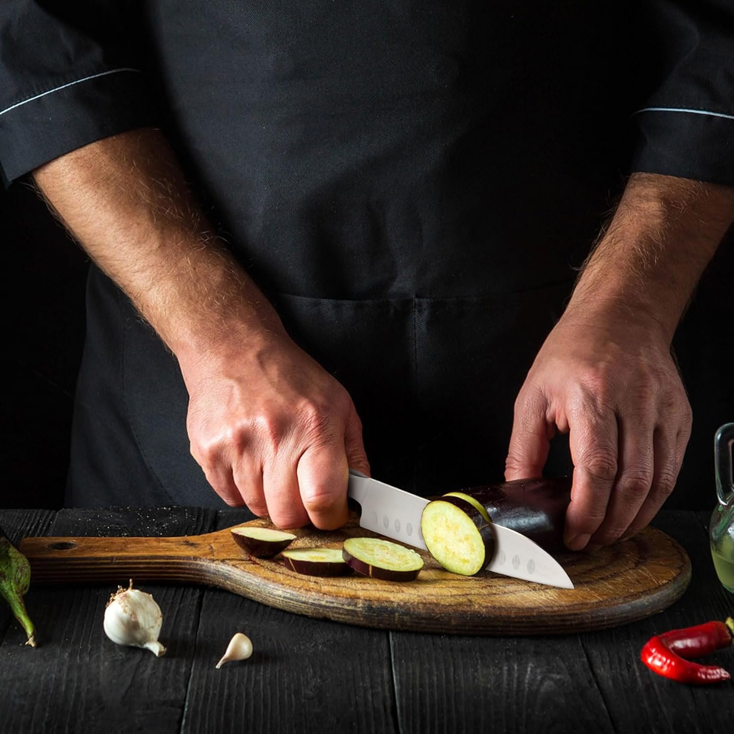 SHAN ZU - Juego de cuchillos para cocina con bloque, juego de cuchillos de cocina japoneses de acero súper con bloque extraíble y mango ergonómico K133, serie Black Tortoise Genbu - Imagen 40