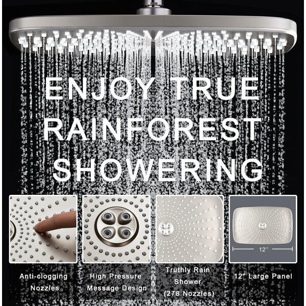 High Pressure Rain Shower Head: Upgrade Shower Heads with Handheld Spray Combo with Fixed Showerhead and 10 Sprays Handheld Shower Head, Detachable Shower head Built-in Magnetic Docking and Power Jets - Imagen 11