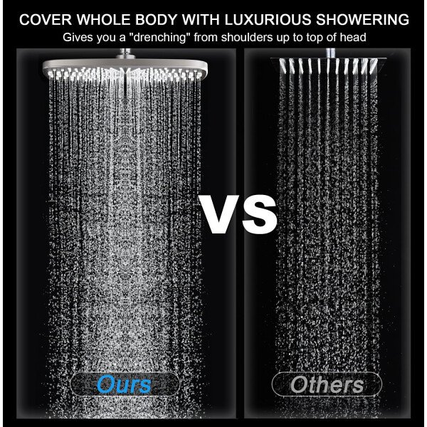 High Pressure Rain Shower Head: Upgrade Shower Heads with Handheld Spray Combo with Fixed Showerhead and 10 Sprays Handheld Shower Head, Detachable Shower head Built-in Magnetic Docking and Power Jets - Imagen 12