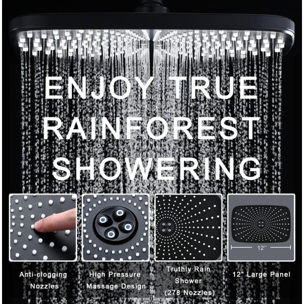 High Pressure Rain Shower Head: Upgrade Shower Heads with Handheld Spray Combo with Fixed Showerhead and 10 Sprays Handheld Shower Head, Detachable Shower head Built-in Magnetic Docking and Power Jets - Imagen 18