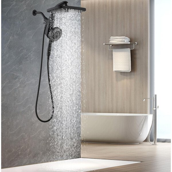 High Pressure Rain Shower Head: Upgrade Shower Heads with Handheld Spray Combo with Fixed Showerhead and 10 Sprays Handheld Shower Head, Detachable Shower head Built-in Magnetic Docking and Power Jets - Imagen 23
