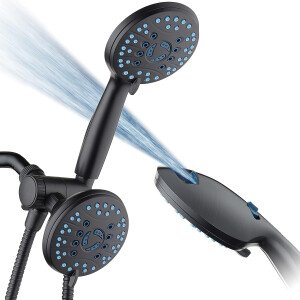 AquaCare - Combo de cabezal de ducha de 3 vías de alta presión y lluvia de 48 ajustes, boquilla antiobstrucción, bañera, lavado a presión para azulejos y mascotas, manguera de acero inoxidable extra