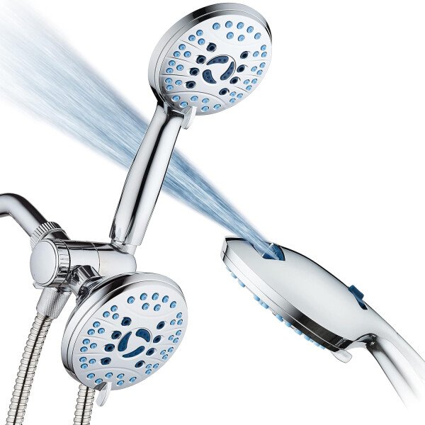 AquaCare - Combo de cabezal de ducha de 3 vías de alta presión y lluvia de 48 ajustes, boquilla antiobstrucción, bañera, lavado a presión para azulejos y mascotas, manguera de acero inoxidable extra - Imagen 10
