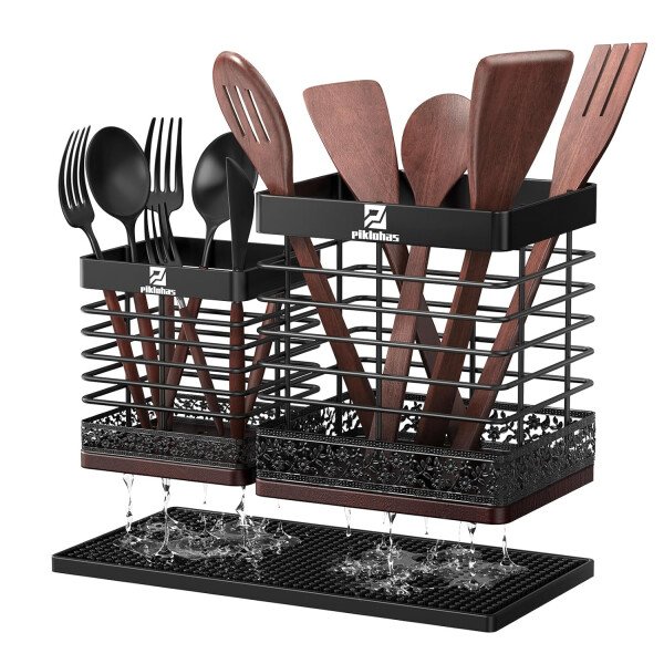 7 tablas de cortar de madera grandes+soporte para utensilios de cocina - Imagen 6