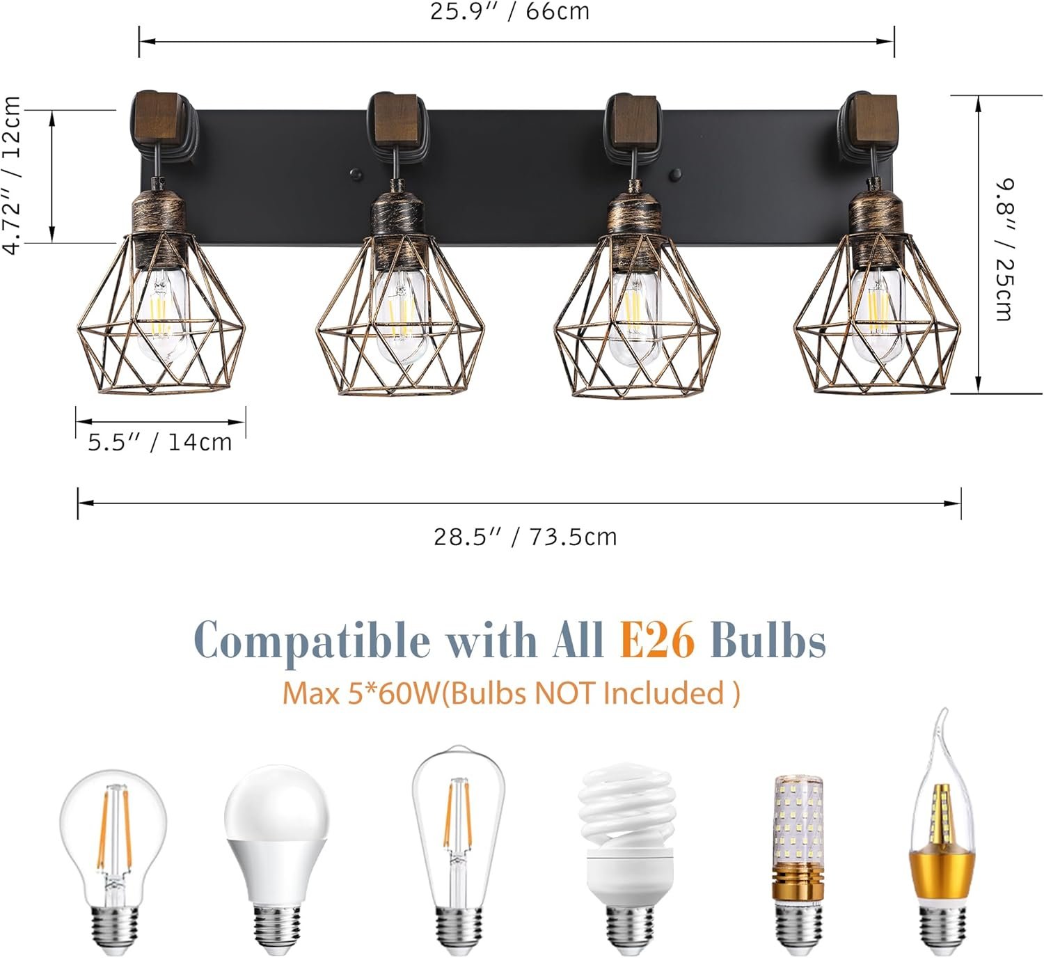 Lámpara de tocador de granja para baño, 3 luces de madera para tocador de baño, apliques rústicos con pantalla de metal para sala de estar, dormitorio, pasillo - Imagen 20