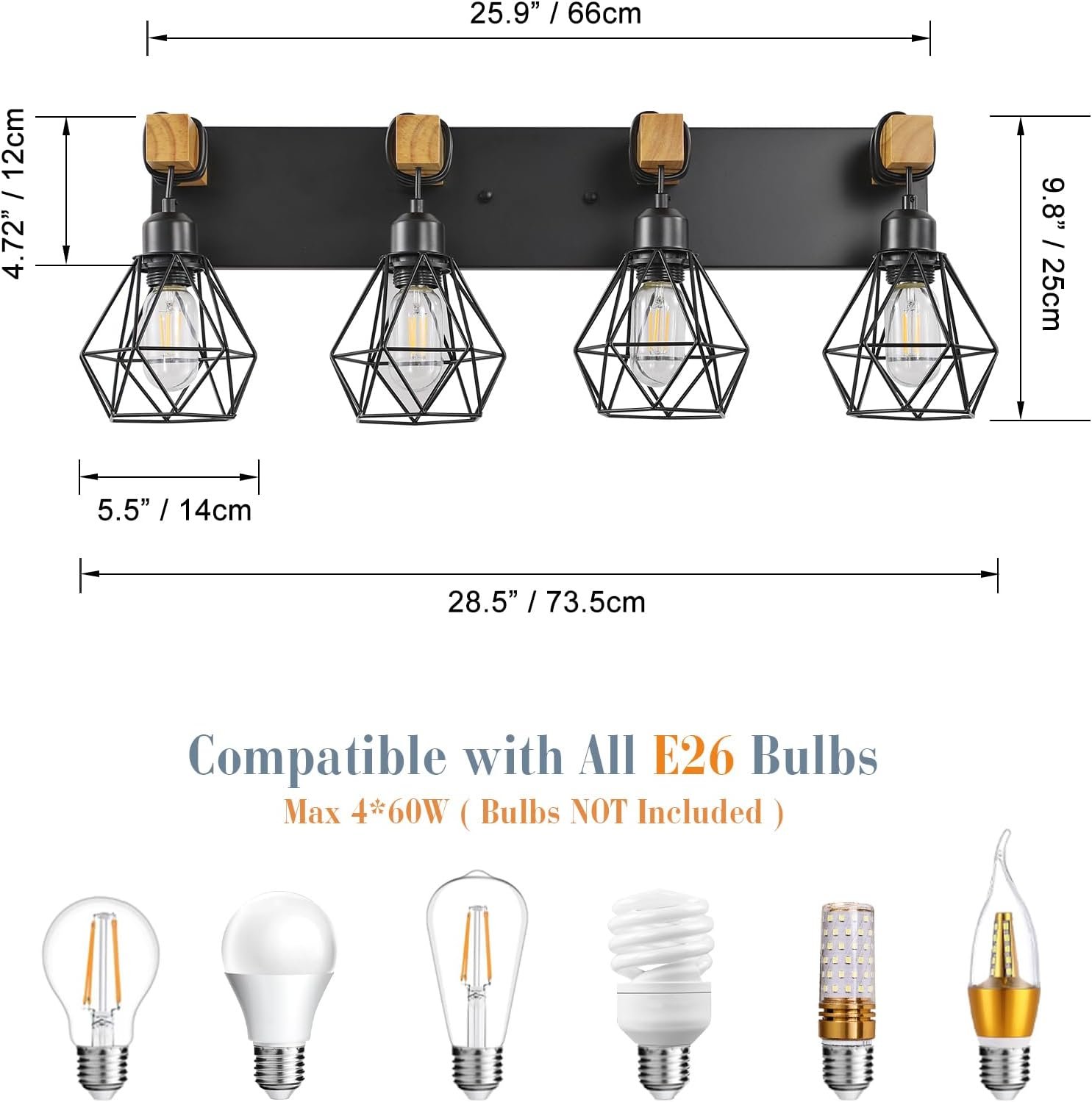 Lámpara de tocador de granja para baño, 3 luces de madera para tocador de baño, apliques rústicos con pantalla de metal para sala de estar, dormitorio, pasillo - Imagen 42