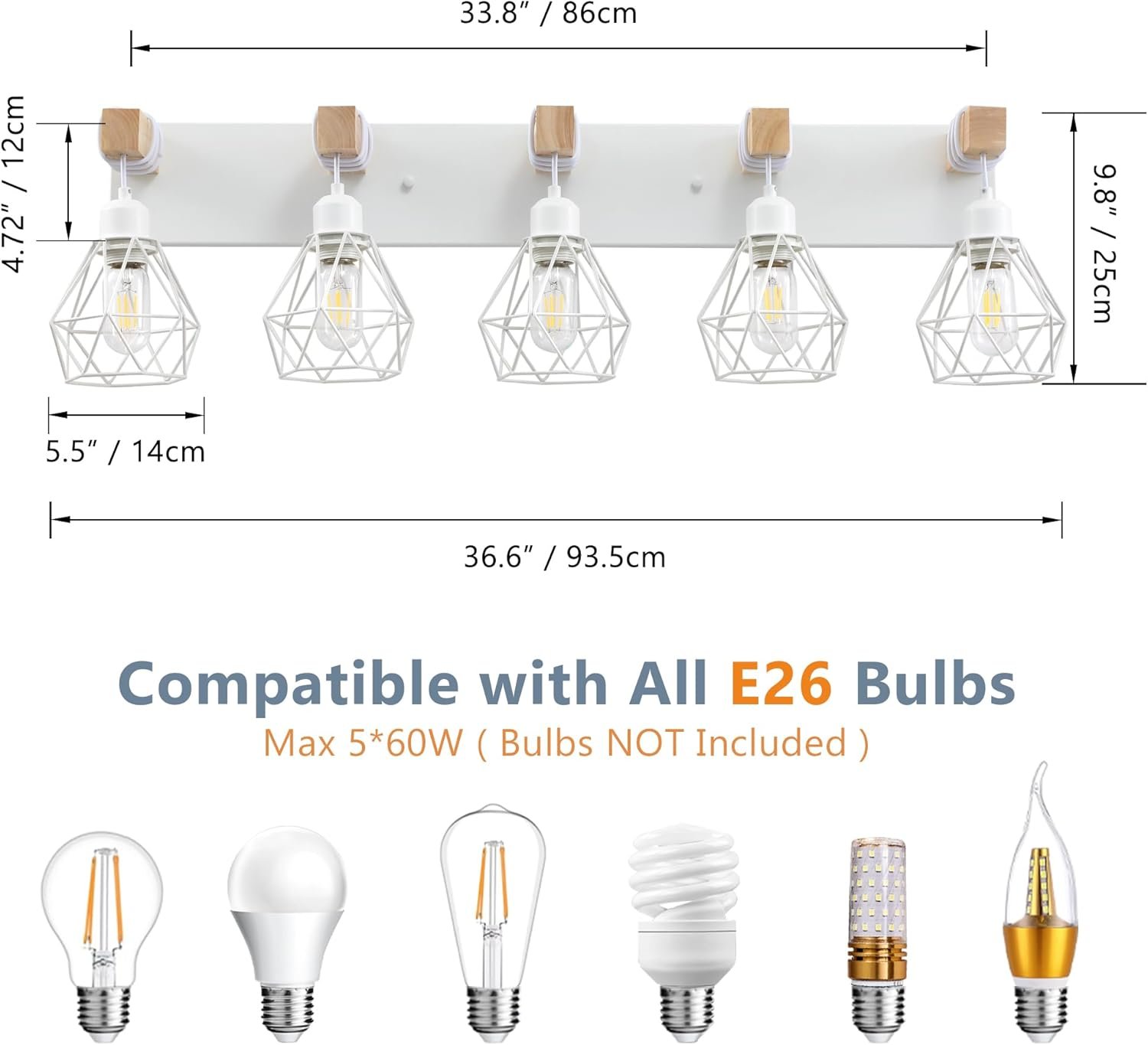 Lámpara de tocador de granja para baño, 3 luces de madera para tocador de baño, apliques rústicos con pantalla de metal para sala de estar, dormitorio, pasillo - Imagen 54