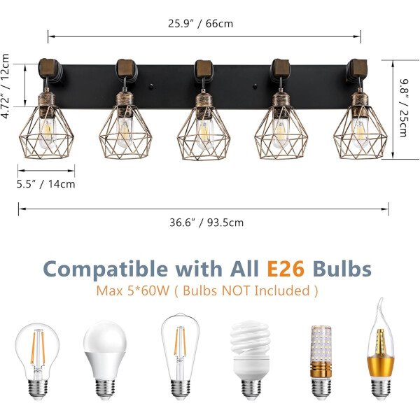 Lámpara de tocador de granja para baño, 3 luces de madera para tocador de baño, apliques rústicos con pantalla de metal para sala de estar, dormitorio, pasillo - Imagen 61