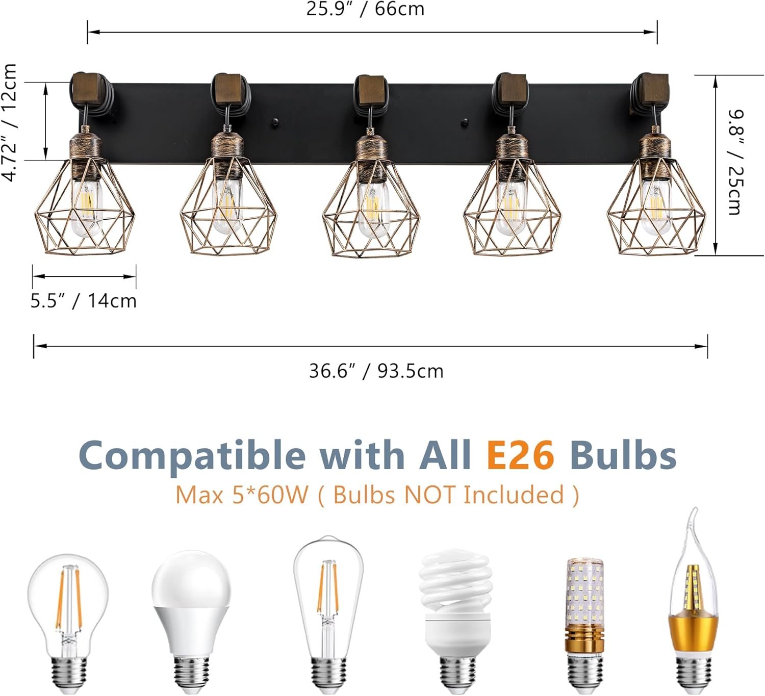 Lámpara de tocador de granja para baño, 3 luces de madera para tocador de baño, apliques rústicos con pantalla de metal para sala de estar, dormitorio, pasillo - Imagen 61