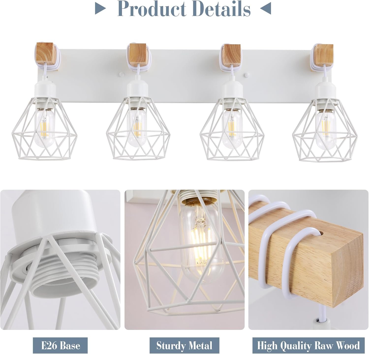 Lámpara de tocador de granja para baño, 3 luces de madera para tocador de baño, apliques rústicos con pantalla de metal para sala de estar, dormitorio, pasillo - Imagen 67