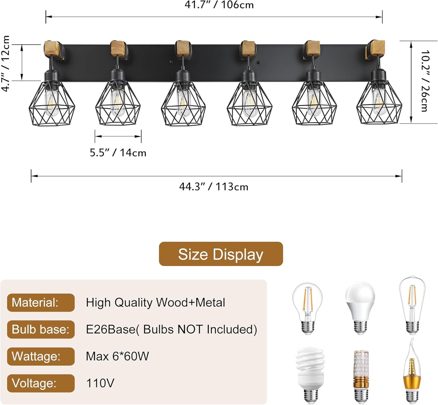 Lámpara de tocador de granja para baño, 3 luces de madera para tocador de baño, apliques rústicos con pantalla de metal para sala de estar, dormitorio, pasillo - Imagen 82
