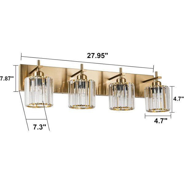 Moderna lámpara de tocador de baño de cristal de 3 luces de latón para pared, sobre espejo, iluminación de tocador negra y dorada para baño, pantalla cuadrada, aplique de pared de latón - Imagen 12