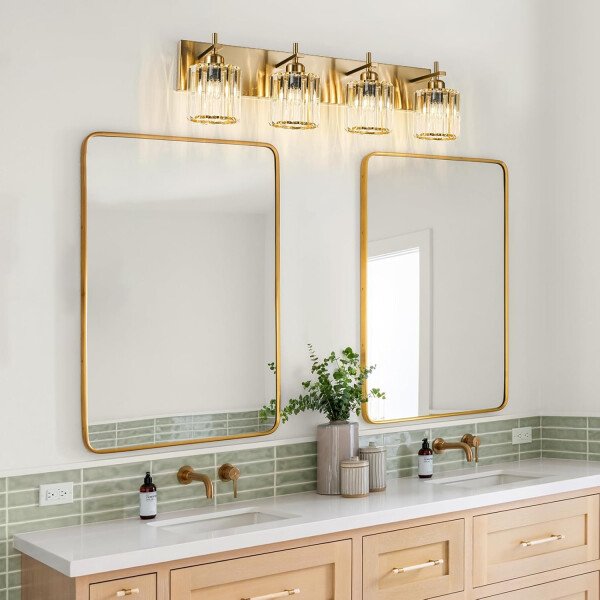 Moderna lámpara de tocador de baño de cristal de 3 luces de latón para pared, sobre espejo, iluminación de tocador negra y dorada para baño, pantalla cuadrada, aplique de pared de latón - Imagen 14