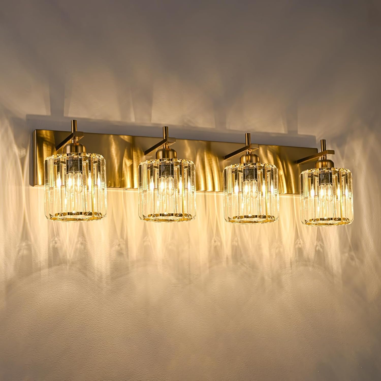 Moderna lámpara de tocador de baño de cristal de 3 luces de latón para pared, sobre espejo, iluminación de tocador negra y dorada para baño, pantalla cuadrada, aplique de pared de latón - Imagen 15