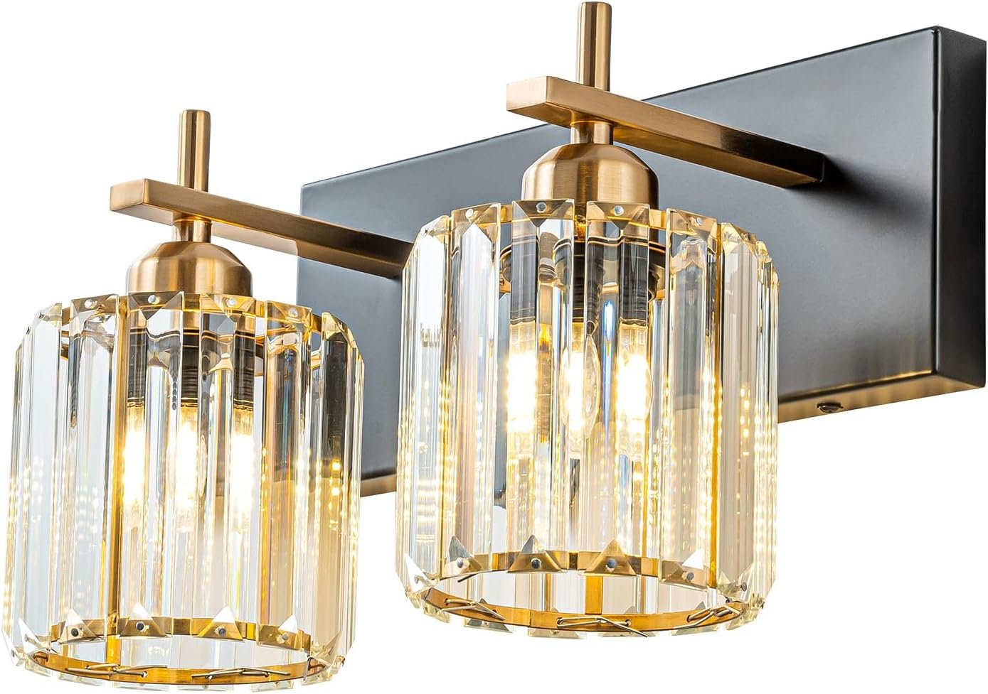Moderna lámpara de tocador de baño de cristal de 3 luces de latón para pared, sobre espejo, iluminación de tocador negra y dorada para baño, pantalla cuadrada, aplique de pared de latón - Imagen 16