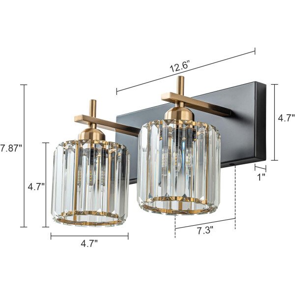 Moderna lámpara de tocador de baño de cristal de 3 luces de latón para pared, sobre espejo, iluminación de tocador negra y dorada para baño, pantalla cuadrada, aplique de pared de latón - Imagen 19