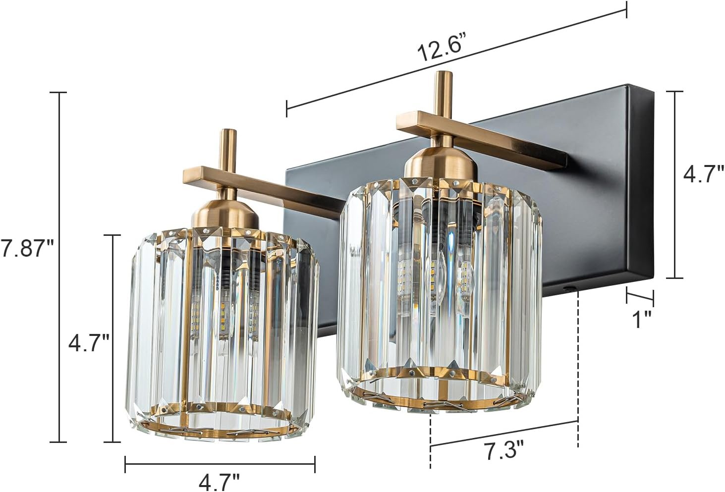 Moderna lámpara de tocador de baño de cristal de 3 luces de latón para pared, sobre espejo, iluminación de tocador negra y dorada para baño, pantalla cuadrada, aplique de pared de latón - Imagen 19