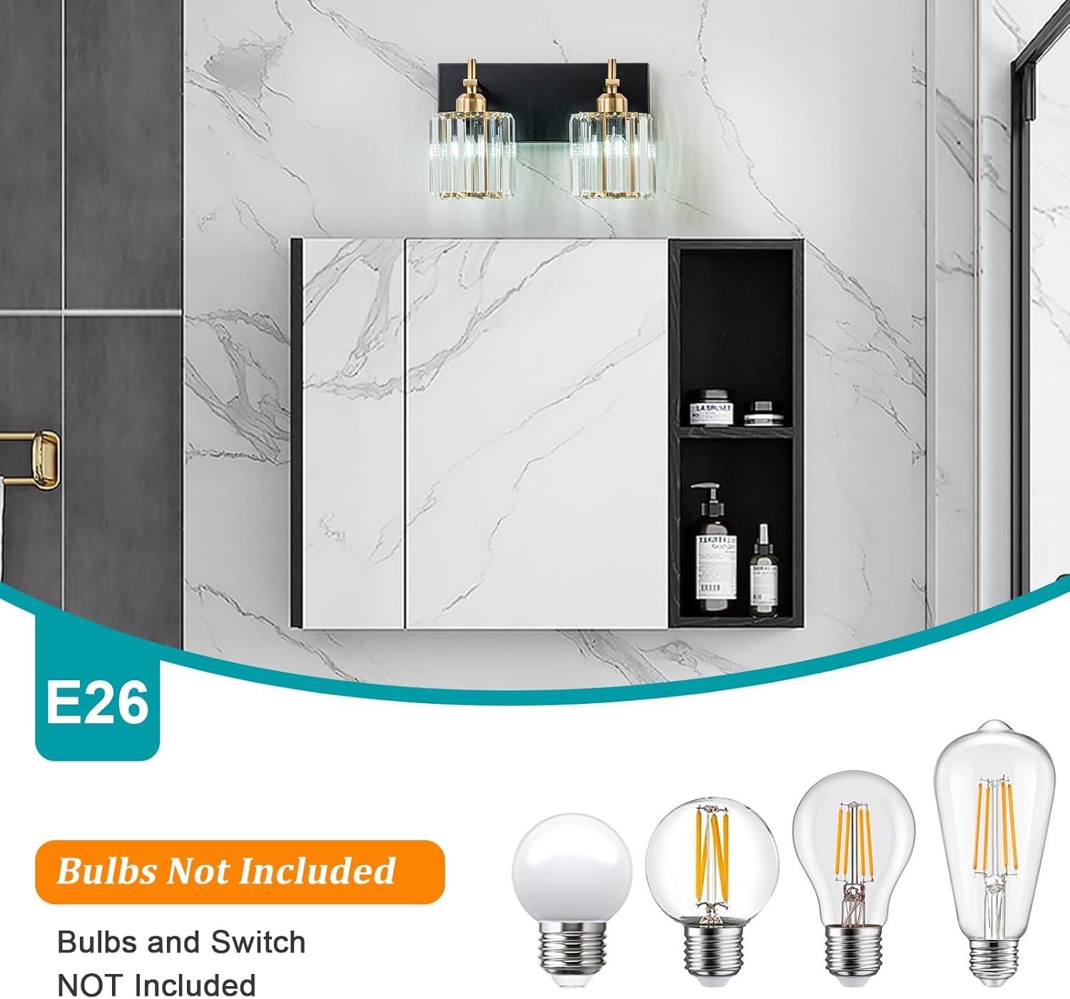 Moderna lámpara de tocador de baño de cristal de 3 luces de latón para pared, sobre espejo, iluminación de tocador negra y dorada para baño, pantalla cuadrada, aplique de pared de latón - Imagen 20