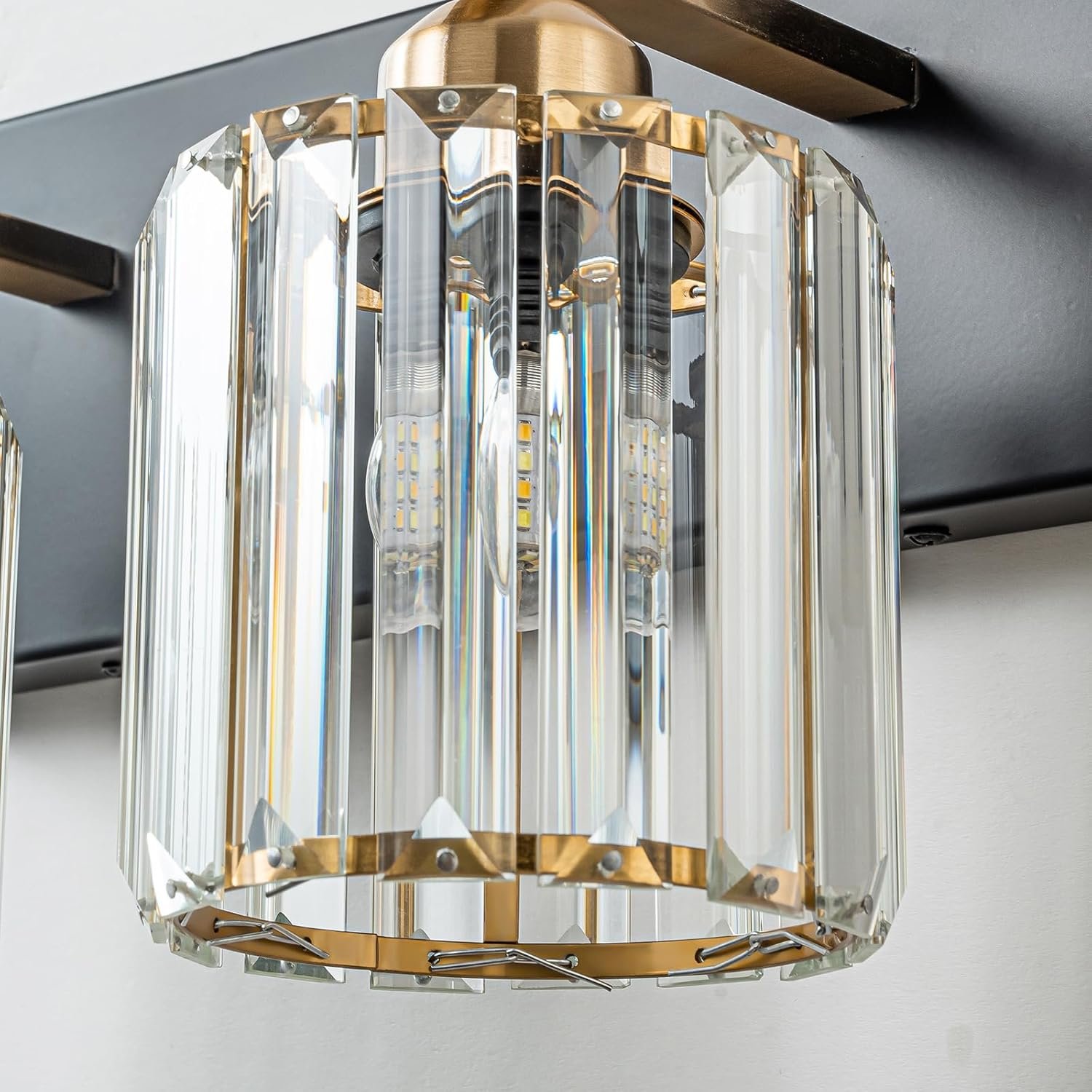 Moderna lámpara de tocador de baño de cristal de 3 luces de latón para pared, sobre espejo, iluminación de tocador negra y dorada para baño, pantalla cuadrada, aplique de pared de latón - Imagen 21
