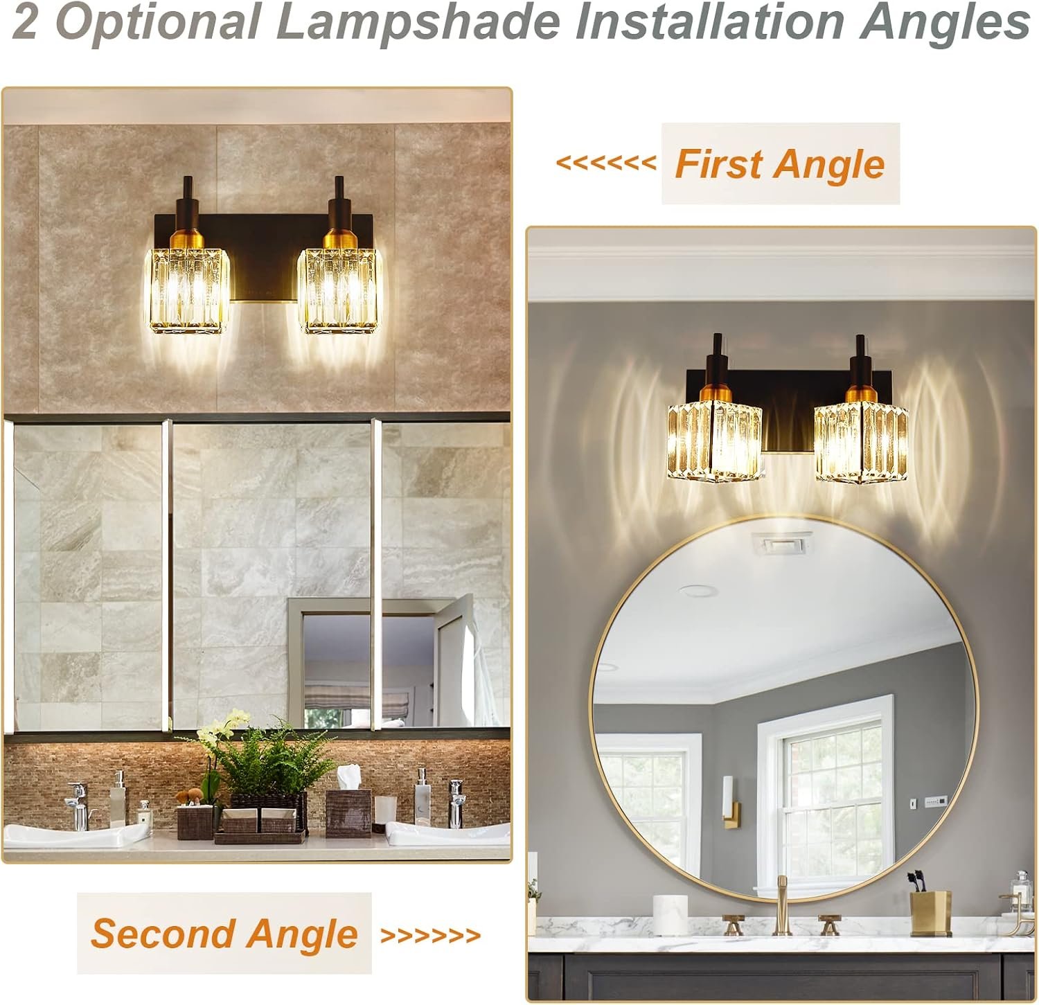 Moderna lámpara de tocador de baño de cristal de 3 luces de latón para pared, sobre espejo, iluminación de tocador negra y dorada para baño, pantalla cuadrada, aplique de pared de latón - Imagen 24