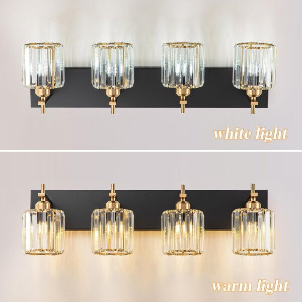 Moderna lámpara de tocador de baño de cristal de 3 luces de latón para pared, sobre espejo, iluminación de tocador negra y dorada para baño, pantalla cuadrada, aplique de pared de latón - Imagen 40