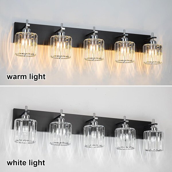 Moderna lámpara de tocador de baño de cristal de 3 luces de latón para pared, sobre espejo, iluminación de tocador negra y dorada para baño, pantalla cuadrada, aplique de pared de latón - Imagen 47