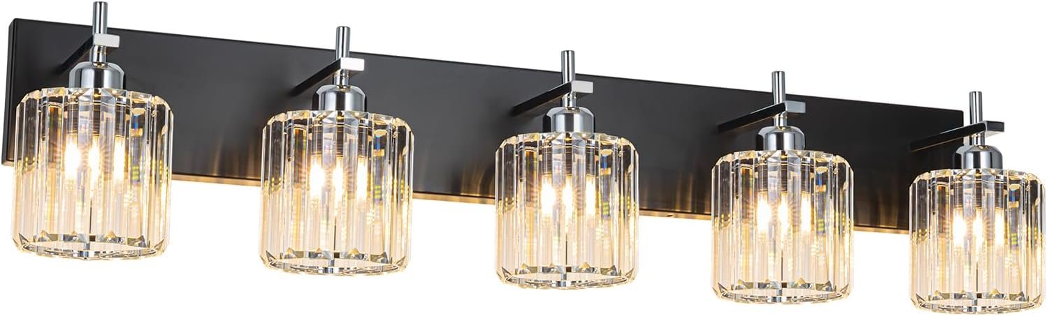 Moderna lámpara de tocador de baño de cristal de 3 luces de latón para pared, sobre espejo, iluminación de tocador negra y dorada para baño, pantalla cuadrada, aplique de pared de latón - Imagen 50