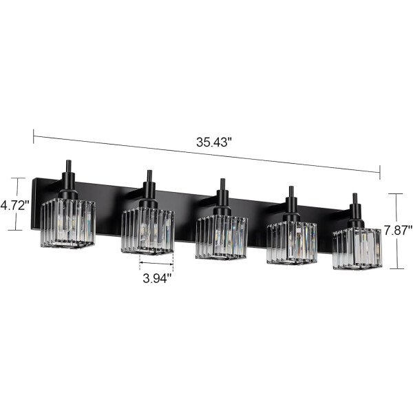 Moderna lámpara de tocador de baño de cristal de 3 luces de latón para pared, sobre espejo, iluminación de tocador negra y dorada para baño, pantalla cuadrada, aplique de pared de latón - Imagen 53