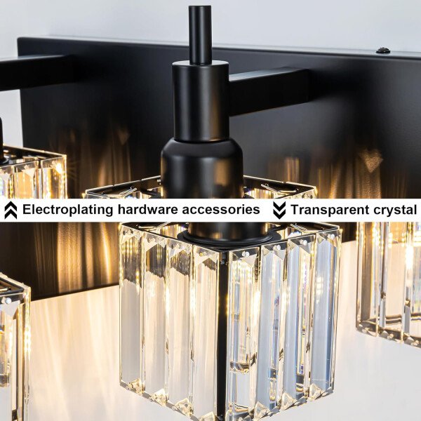 Moderna lámpara de tocador de baño de cristal de 3 luces de latón para pared, sobre espejo, iluminación de tocador negra y dorada para baño, pantalla cuadrada, aplique de pared de latón - Imagen 54