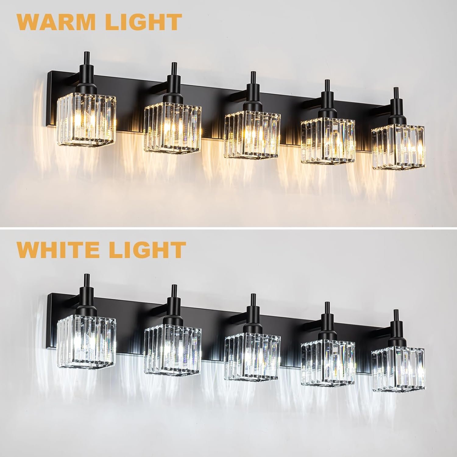 Moderna lámpara de tocador de baño de cristal de 3 luces de latón para pared, sobre espejo, iluminación de tocador negra y dorada para baño, pantalla cuadrada, aplique de pared de latón - Imagen 55