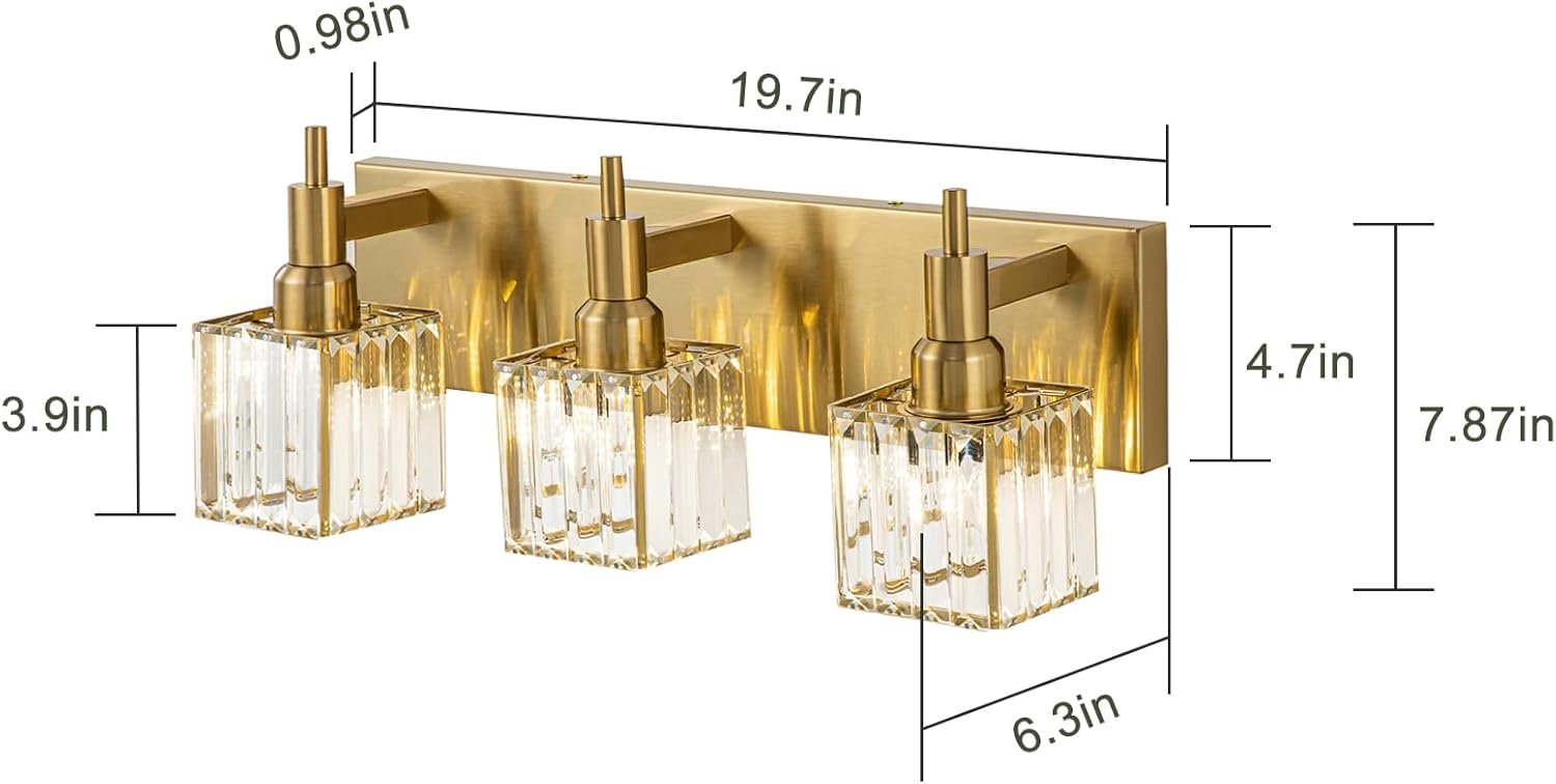 Moderna lámpara de tocador de baño de cristal de 3 luces de latón para pared, sobre espejo, iluminación de tocador negra y dorada para baño, pantalla cuadrada, aplique de pared de latón - Imagen 61