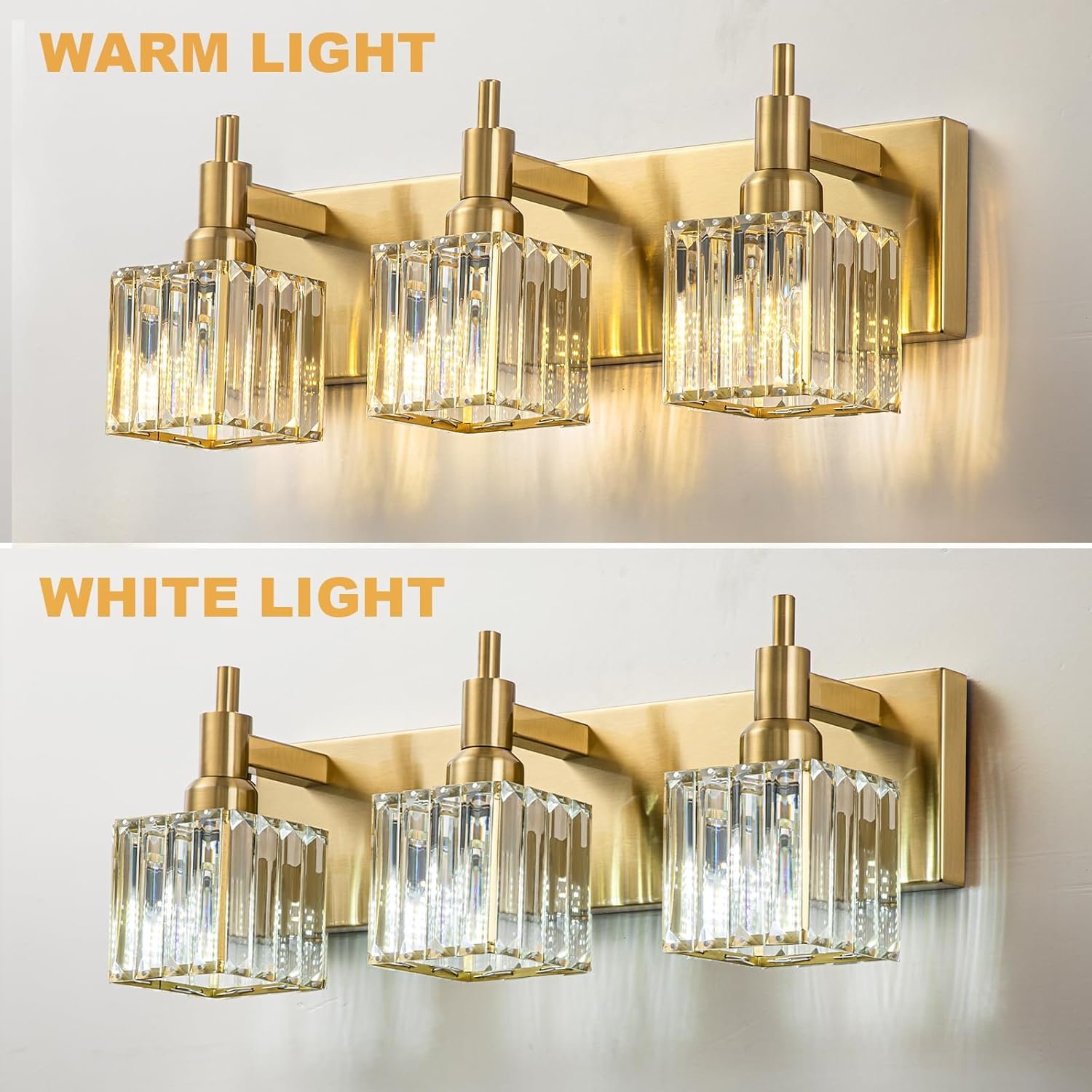 Moderna lámpara de tocador de baño de cristal de 3 luces de latón para pared, sobre espejo, iluminación de tocador negra y dorada para baño, pantalla cuadrada, aplique de pared de latón - Imagen 62