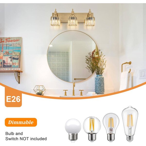 Moderna lámpara de tocador de baño de cristal de 3 luces de latón para pared, sobre espejo, iluminación de tocador negra y dorada para baño, pantalla cuadrada, aplique de pared de latón - Imagen 63