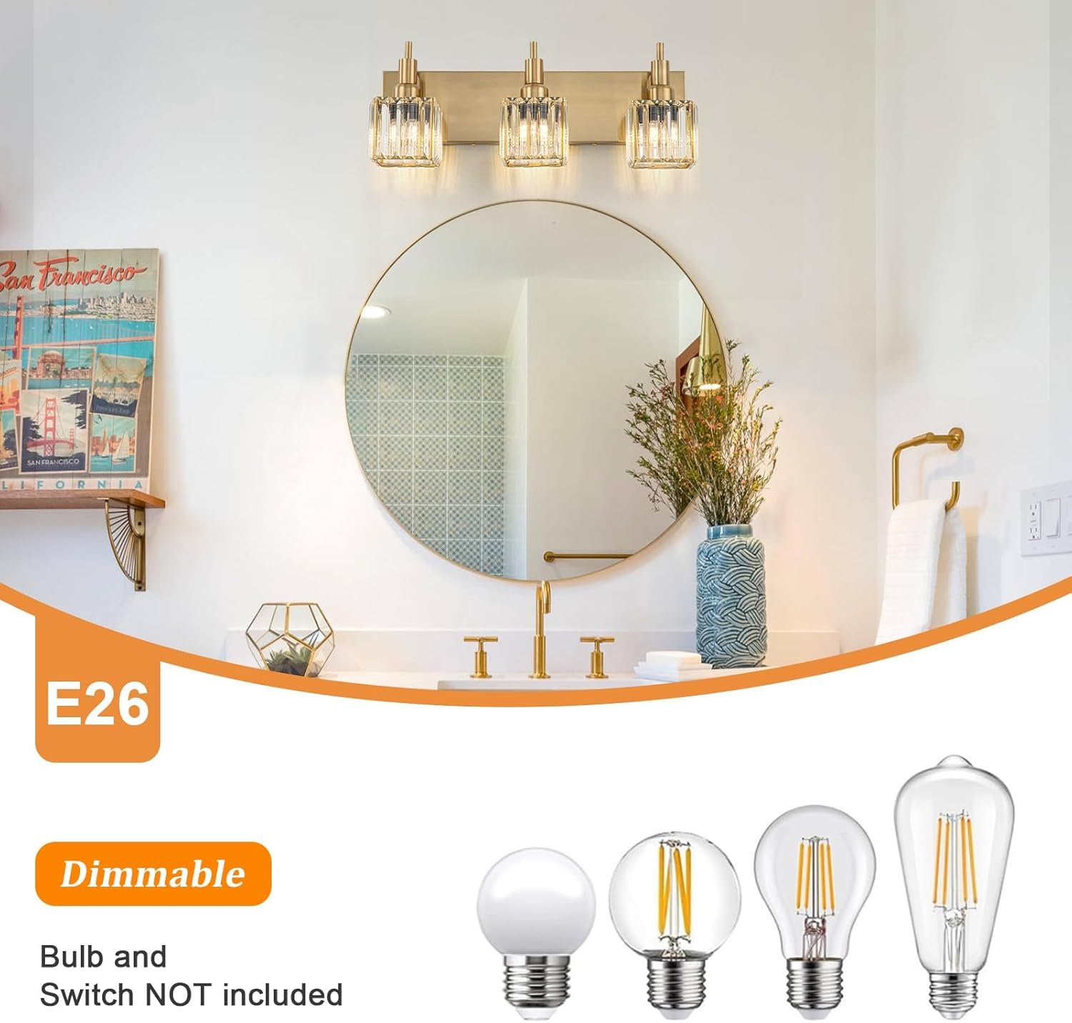 Moderna lámpara de tocador de baño de cristal de 3 luces de latón para pared, sobre espejo, iluminación de tocador negra y dorada para baño, pantalla cuadrada, aplique de pared de latón - Imagen 63