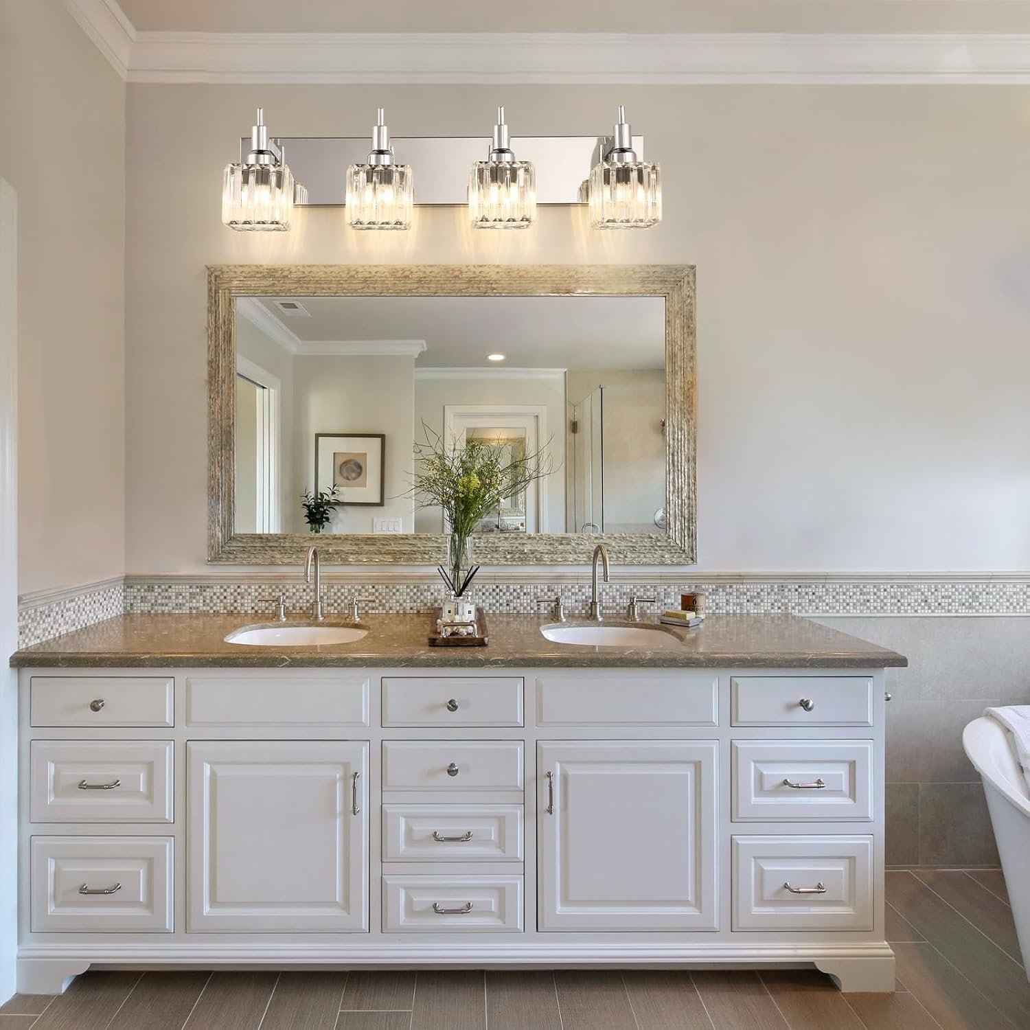 Moderna lámpara de tocador de baño de cristal de 3 luces de latón para pared, sobre espejo, iluminación de tocador negra y dorada para baño, pantalla cuadrada, aplique de pared de latón - Imagen 69