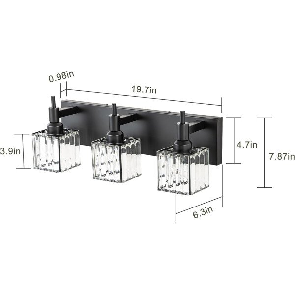 Moderna lámpara de tocador de baño de cristal de 3 luces de latón para pared, sobre espejo, iluminación de tocador negra y dorada para baño, pantalla cuadrada, aplique de pared de latón - Imagen 75