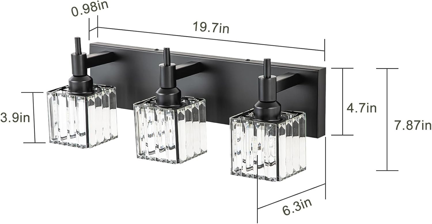 Moderna lámpara de tocador de baño de cristal de 3 luces de latón para pared, sobre espejo, iluminación de tocador negra y dorada para baño, pantalla cuadrada, aplique de pared de latón - Imagen 75